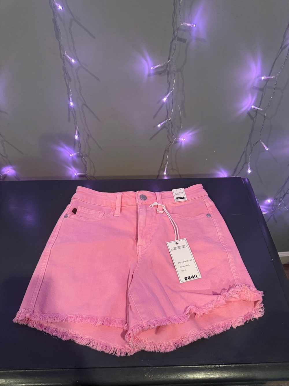Judy Blue Pink Frayed Hem Women's Denim Shorts size small